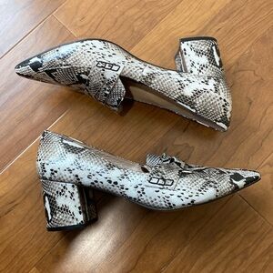 Halogen Women's Snakeskin Pointy Toe Block Heel Loafers Holiday Sz 9 1/2